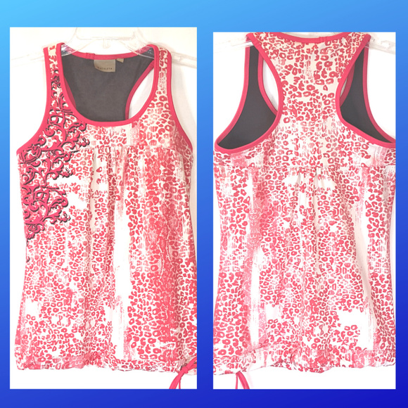 Athleta Tops - Athleta Tank, cinch hem, coral/white EUC XS
